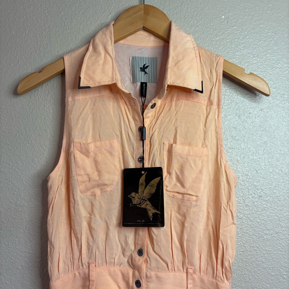 NWT One Teaspoon Toucan Zephyr Romper Sleeveless Shirt Style Size S Tropical Hem - Picture 2 of 16